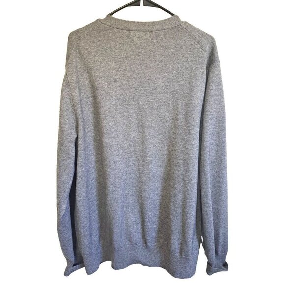 Kallspin Men's L Gray Tweed Cashmere Blend V-Neck Long Sleeve Cardigan Pockets - Picture 3 of 7